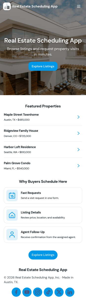 Real Estate Scheduling App Template