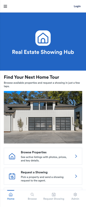 Real Estate Showing App Template