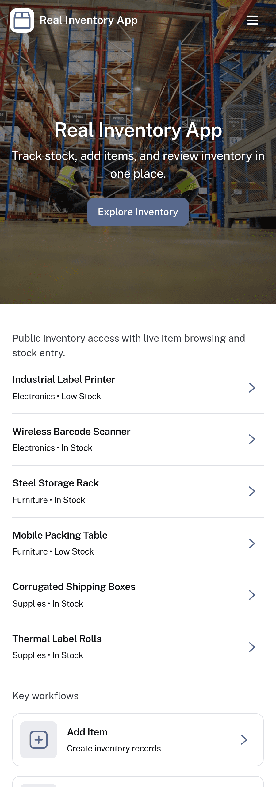 Real Inventory App Template | Jotform