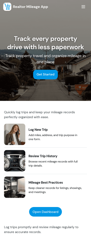 Realtor Mileage App Template