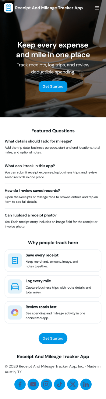 Receipt and Mileage Tracker App Template