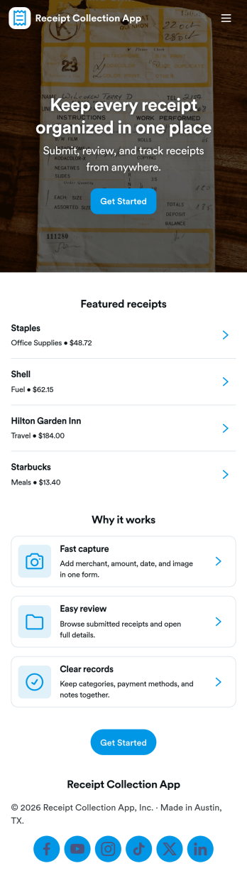 Receipt Collection App Template