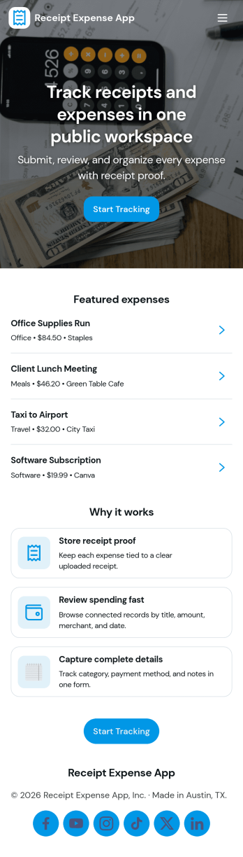 Receipt Expense App Template
