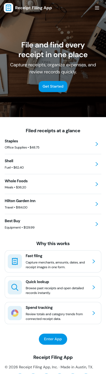 Receipt Filing App Template
