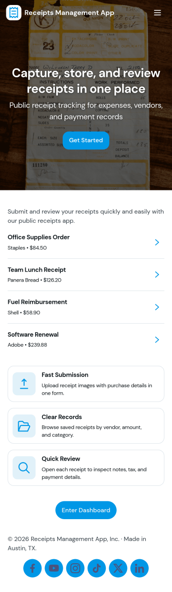 Receipts Management App Template