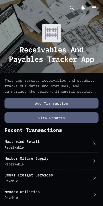 Receivables And Payables Tracker App Template