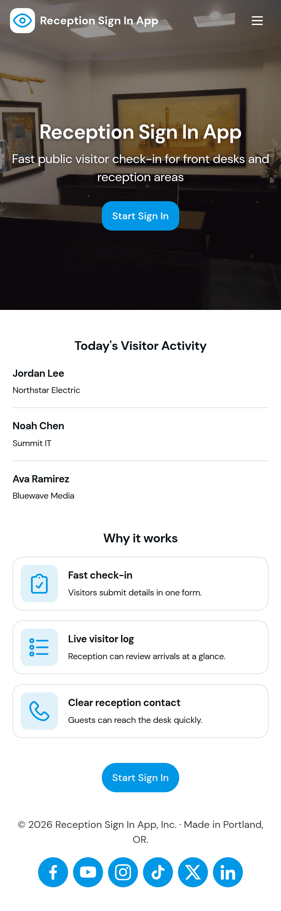 Reception Sign In App Template | Jotform