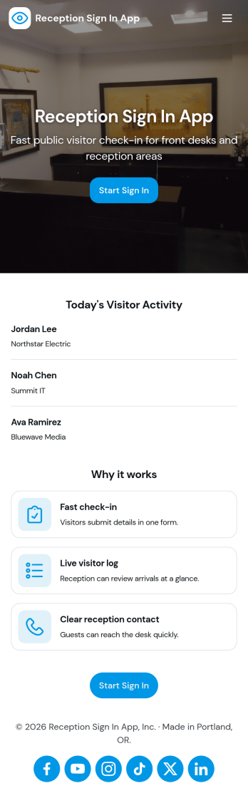 Reception Sign In App Template