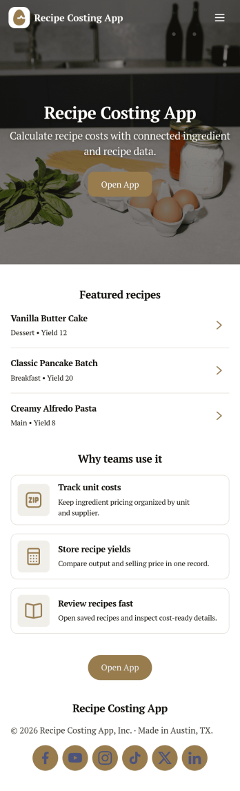 Recipe Costing App Template