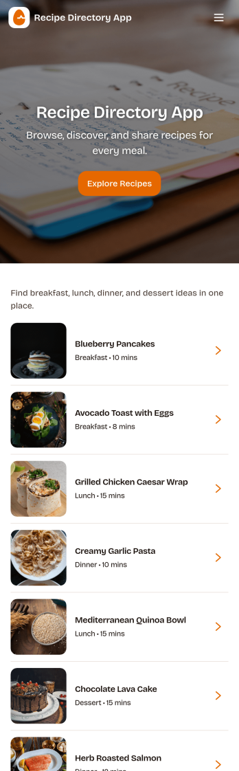 Recipe Directory App Template