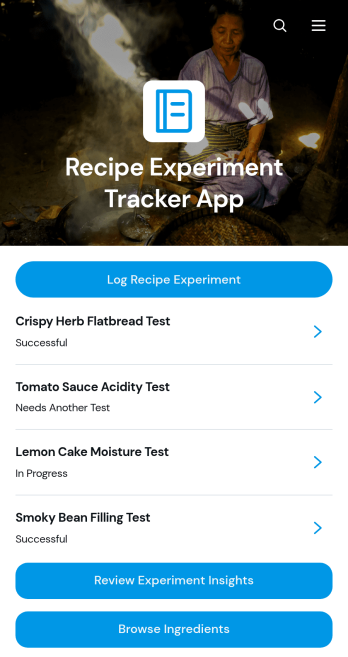 Recipe Experiment Tracker App Template