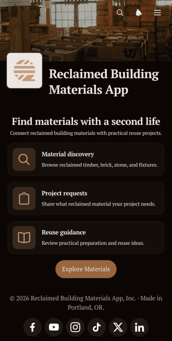 Reclaimed Building Materials App Template