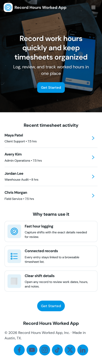 Record Hours Worked App Template