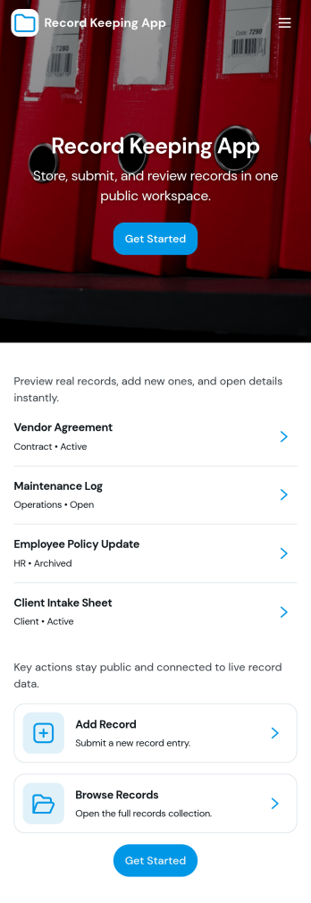 Record Keeping App Template