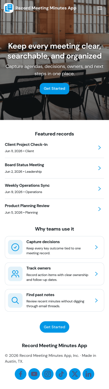 Record Meeting Minutes App Template