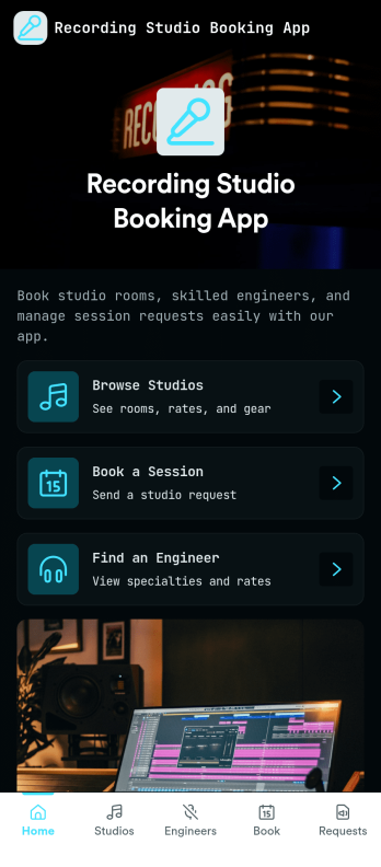 Recording Studio Booking App Template