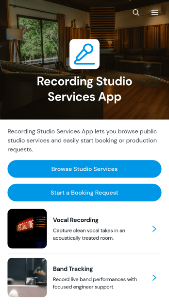 Recording Studio Services App Template