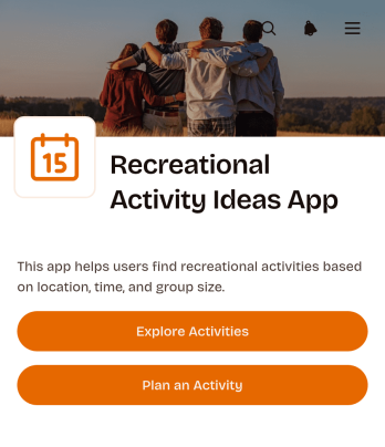 Recreational Activity Ideas App Template