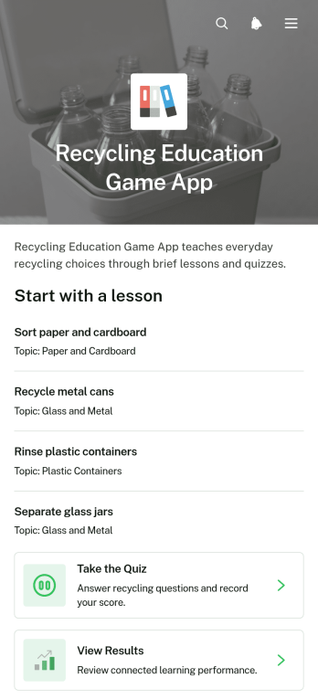 Recycling Education Game App Template