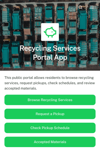 Recycling Services Portal App Template