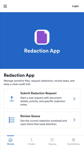 Redaction App Template