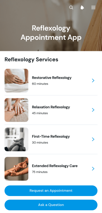 Reflexology Appointment App Template