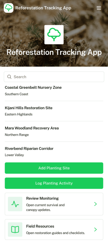 Reforestation Tracking App Template