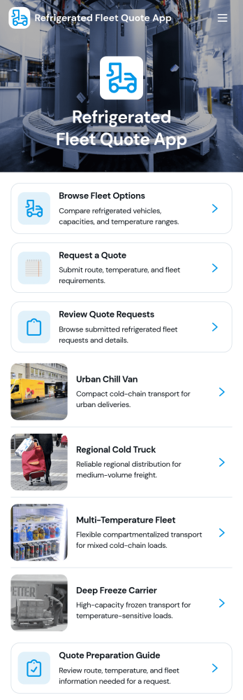 Refrigerated Fleet Quote App Template