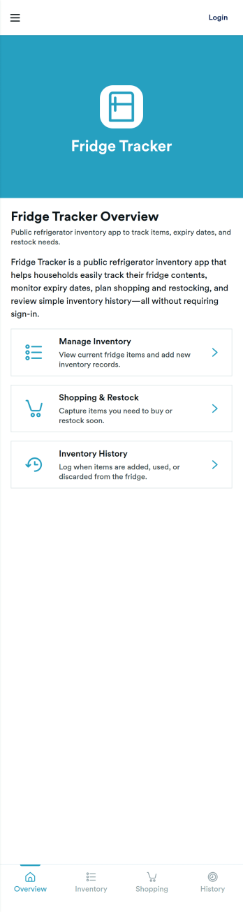 Refrigerator Inventory App Template