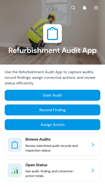 Refurbishment Audit App Template
