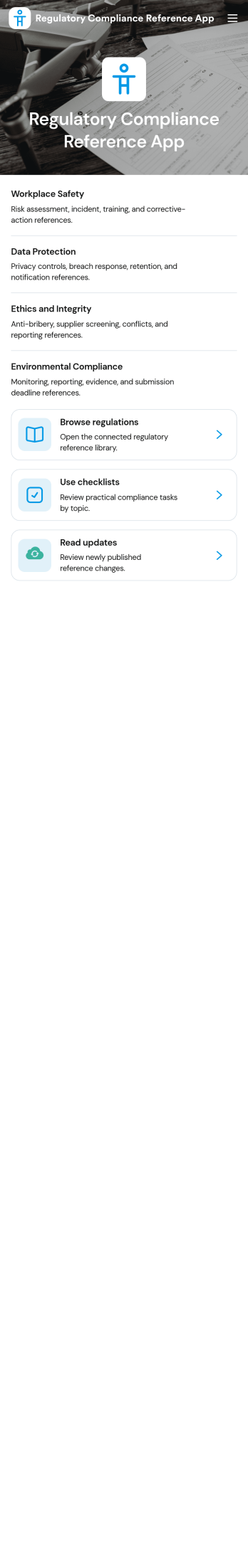 Regulatory Compliance Reference App Template
