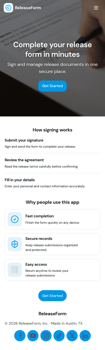 Release Form App Template