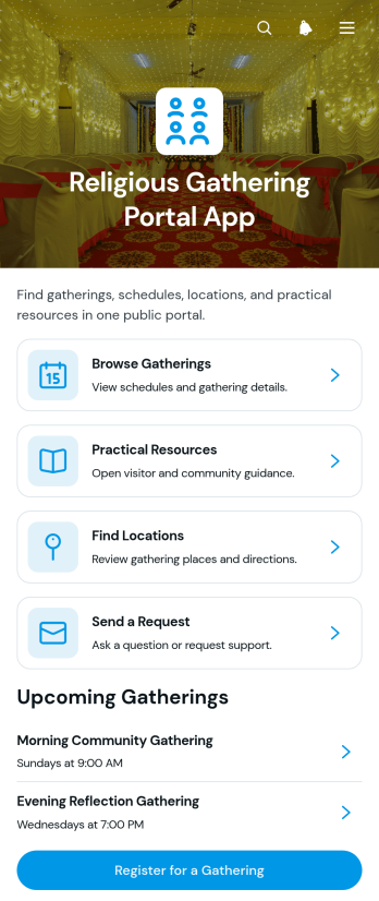 Religious Gathering Portal App Template