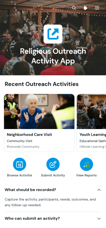 Religious Outreach Activity App Template