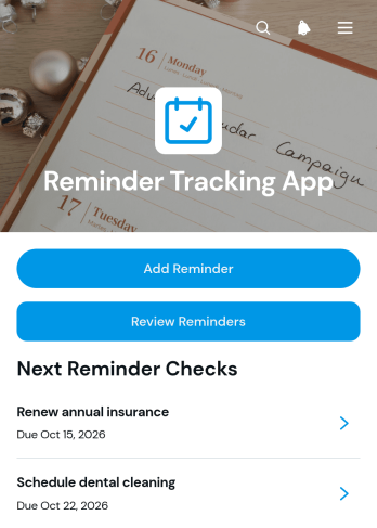 Reminder Tracking App Template