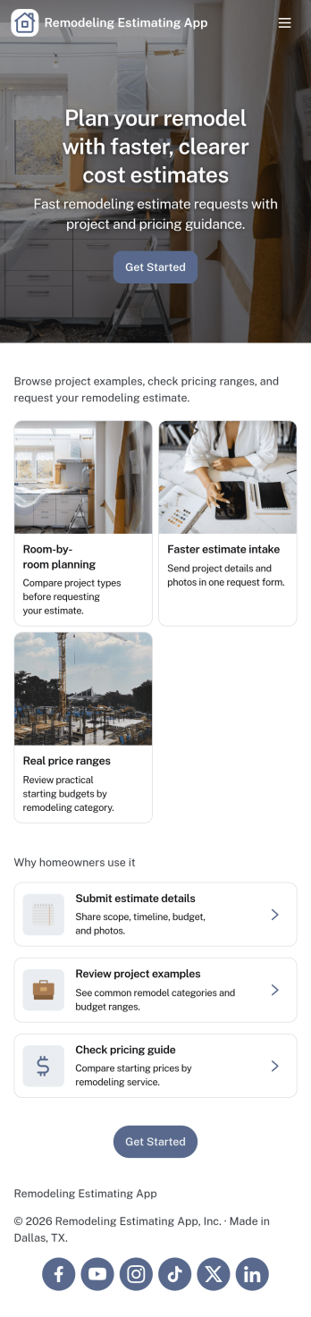 Remodeling Estimating App Template