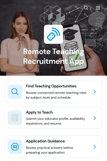 Remote Teaching Recruitment App Template
