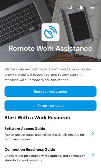 Remote Work Assistance App Template