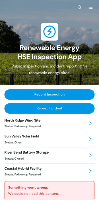 Renewable Energy HSE Inspection App Template