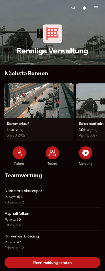 Rennliga-Verwaltungs-App
