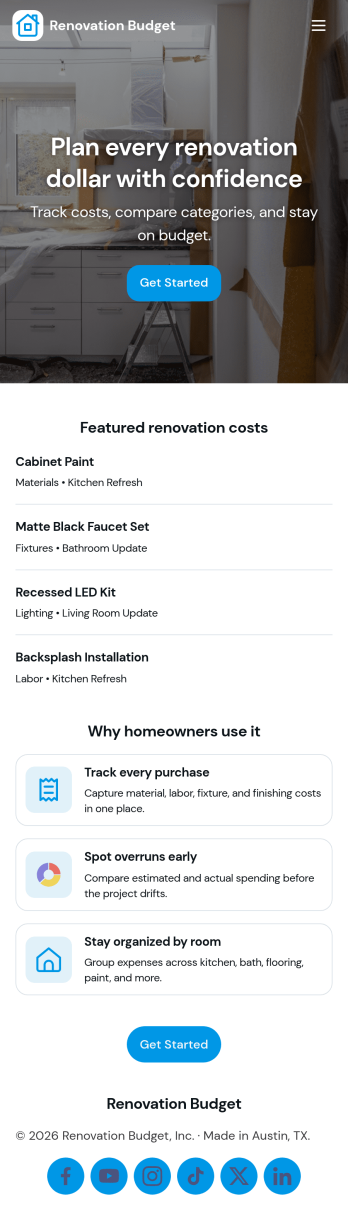 Renovation Budget App Template