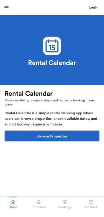 Rental Calendar App Template