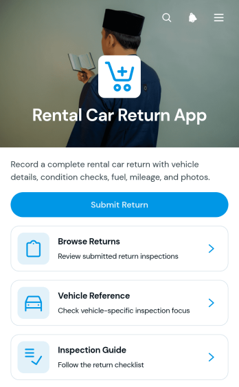 Rental Car Return App Template
