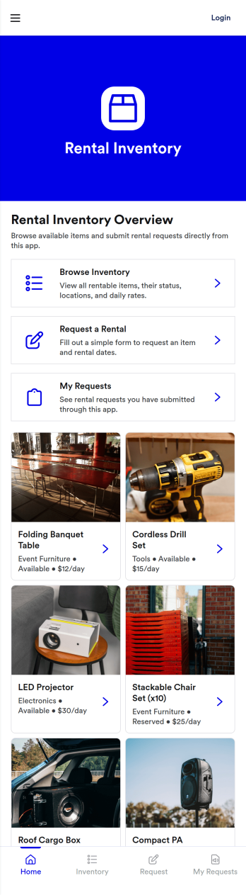 Rental Inventory App Template