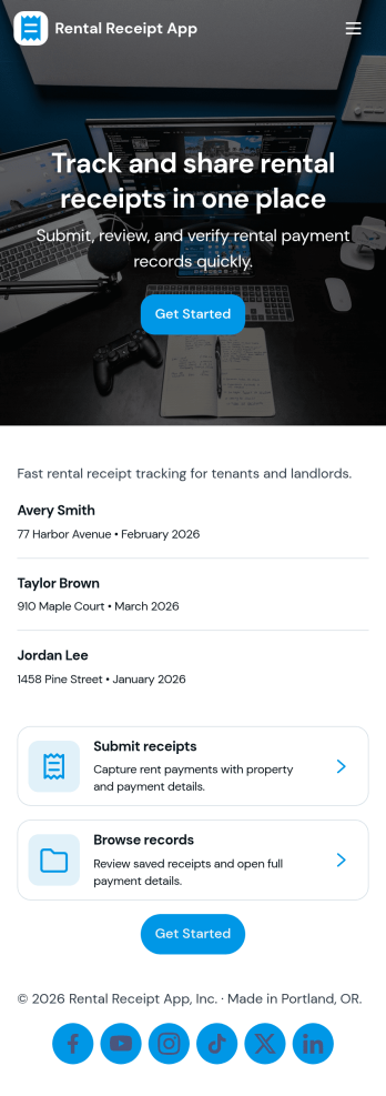 Rental Receipt App Template