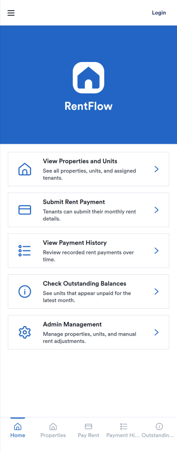 RentFlow Rent Payment Portal App Template