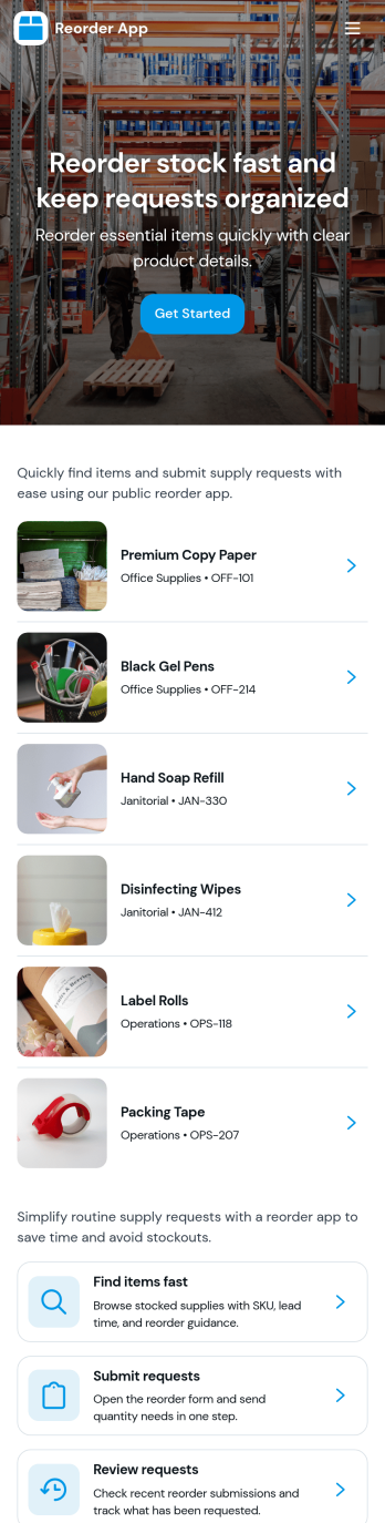 Reorder App Template
