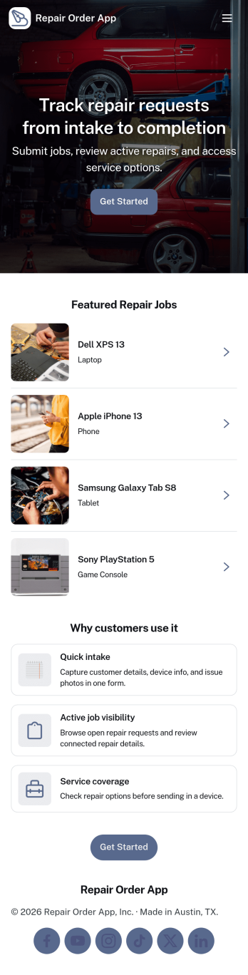 Repair Order App Template