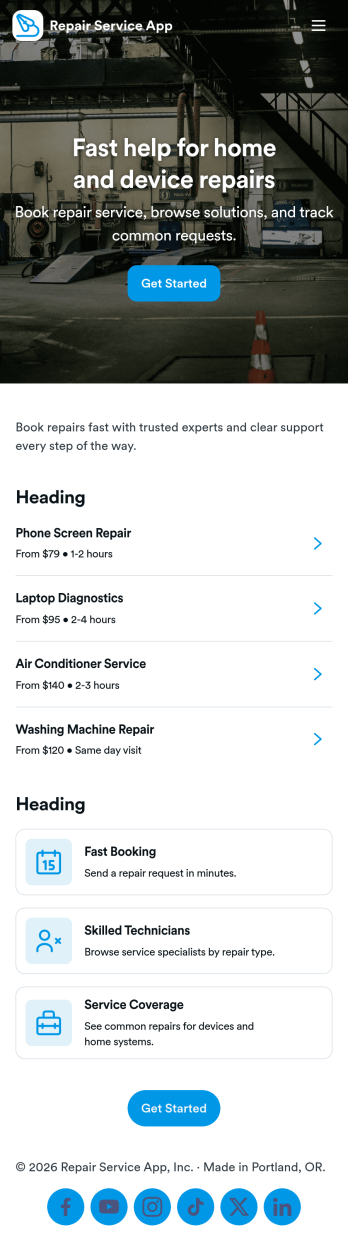 Repair Service App Template
