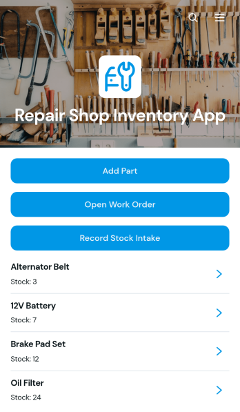 Repair Shop Inventory App Template